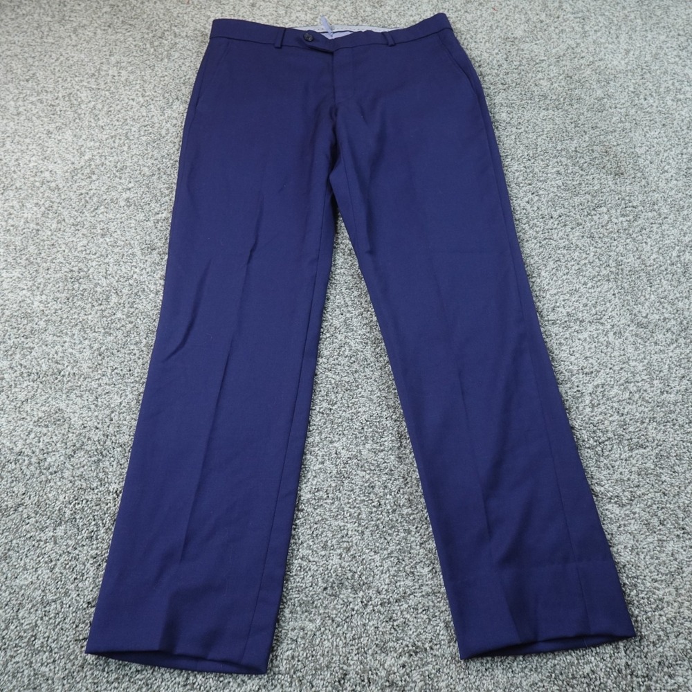 Ballin Pants Mens 32X31 Blue Wool Chino Trousers Dress Slacks Flat Front Career